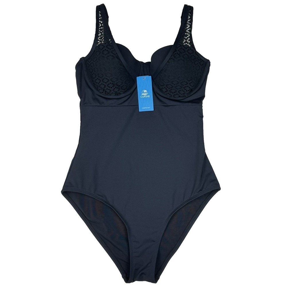 NWT Cupshe One-Piece Swimsuit Womens Medium Black Sweetheart Ultimate Beauty